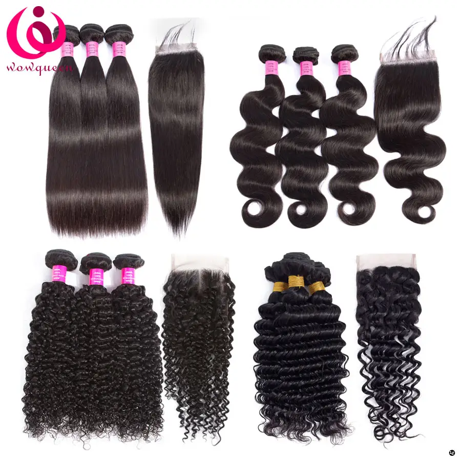 Gute Qualität Grade Günstige brasilia nische Großhandel 100% unverarbeitete Virgin Human Hair Weave Bundle Angebote mit Verschluss