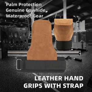 Guantes de Cuero para Levantamiento de Pesas con Correa Ajustable, Protector de Palma Antideslizante para Entrenamiento, Fisicoculturismo y Crossfit - Product Image 2