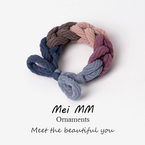 Élastiques à cheveux épais tressés en tricot doux, style coréen, couleurs arc-en-ciel, pour femmes, usage quotidien - Product Image 4