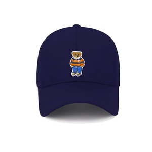 Streetwear Adjustable 6-Panel 100% Cotton Unisex <b>Hat</b> with Embroidery Bear Iron-On Patch for All Seasons - Product Image 5