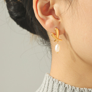 Pendientes de Perlas Naturales de Agua Dulce Irregulares para Mujer, Hipoalergénicos, de Acero Inoxidable, Joyería de Moda - Product Image 6