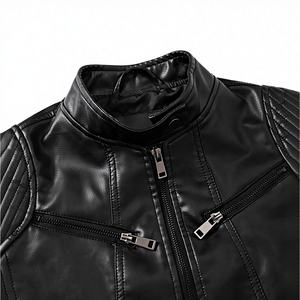 नई शैली चमड़े की जैकेट-यूरोपीय स्प्रिंट पतली मोटरसाइकिल पोशाक, यूरोपीय आकार चमड़े के कोट, लघु शैली की महिला जैकेट - Product Image 3