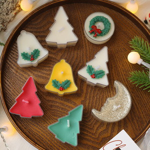 Bougies chauffe-plat parfumées de Noël faites à la main, écologiques, créatives, en forme de sapin, cloche, lune, couronne, pour aromathérapie, fête et décoration intérieure - Product Image 2