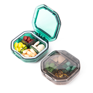 Custom wholesale plastic pill case 4-compartment fancy and cute medicine box pill box
