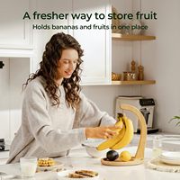 Porte-bananes en bambou avec plateau à fruits, 12,9 pouces de haut |   Support de suspension robuste, extra haut, pour garder les fruits frais