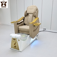 Fauteuil de pédicure de luxe en cuir PU, inclinable électriquement, avec spa pour les pieds, fauteuil de massage avec accoudoirs, station de pédicure pour salon de manucure
