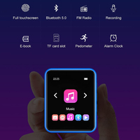 Portable bleu pour lecteur MP3 Bluetooth avec haut-parleur Mini lecteur de musique numérique pour enfants étudiants sport en cours d'exécution pour étudiants