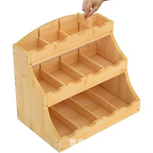 Bamboo <b>Tea</b> Bag Storage Rack 3 Tier Desktop Kitchen Spice Organizer Natural Wood Color <b>Standing</b> Type - Product Image 4