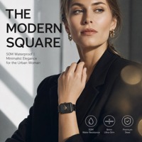 Montre à quartz pour femme avec logo personnalisé OEM, boîtier carré en acier inoxydable, cadran noir texturé, montres analogiques minimalistes