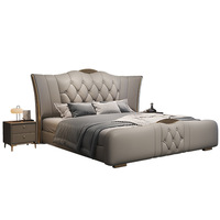 Lit double de luxe 1,8 m avec cadre en bois au design moderne en cuir souple, pour chambre à coucher, lit avec coffre de rangement de 2 m de haut