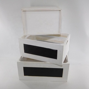 Scatola di nidificazione in legno rustico incendiato organizzatore Open Top con lavagna - Product Image 2
