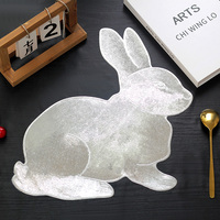 Sets de table en vinyle PVC métallisé en forme de lapin, résistants à la chaleur, écologiques, classiques, pour la décoration de table à manger