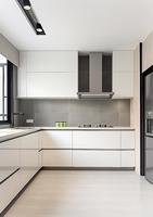 Armoire de cuisine murale moderne en chêne modulaire automatique luxueuse avec placard de rangement et garantie de 5 ans