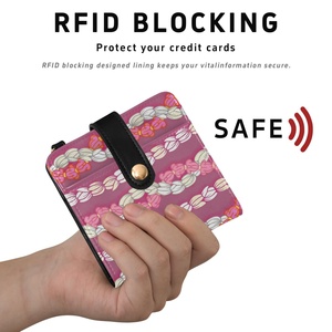 Cartera magnética de cuero PU delgada y corta con diseño personalizado de flor de Puakenikeni rosa de Hawái para mujer con llavero - Product Image 5