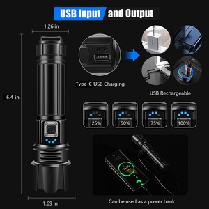 Luces Led 100000 Lumen de alta potencia para campamento, juego de luces de <span class=keywords><strong>Flash</strong></span> impermeables, linterna táctica recargable por USB potente - Product Image 5