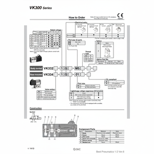 Série de vannes de commande d'électrovanne pneumatique SMC VK332-5DZ-01 - Product Image 1
