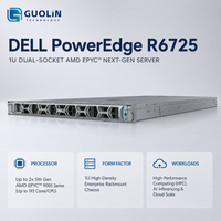 Server Rak Dell PowerEdge R6725 1U Segel Pabrik, Dual AMD EPYC 9005 Series DDR5 24x DIMM, Server Infrastruktur Cloud