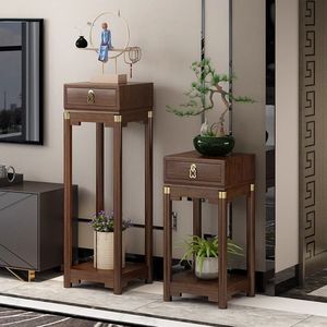 Nouvelle table d'appoint carrée chinoise, table d'angle de canapé, <span class=keywords><strong>meuble</strong></span> <span class=keywords><strong>TV</strong></span>, <span class=keywords><strong>meuble</strong></span> de rangement <span class=keywords><strong>haut</strong></span> pour plantes - Design moderne, écologique, fait main - Product Image 1