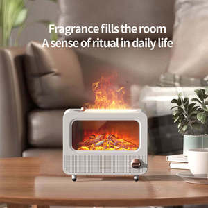 7 màu sắc dẫn lò sưởi ngọn lửa độ ẩm Tinh dầu khuếch tán tiếng ồn trắng chất lượng cao 3D lò sưởi hương thơm không dây kết nối - Product Image 2