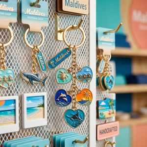 Porte-clés en métal en forme de cœur coloré, émail personnalisé, souvenirs des Maldives, vente en gros - Product Image 4