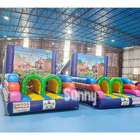 Parcours d'obstacles gonflable pas cher sur le thème de l'océan, bleu, pour adultes, château gonflable, parcours d'obstacles, combo sportif pour enfants