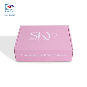 Kemasan kotak kosmetik bergelombang merah muda daur ulang kualitas tinggi untuk bisnis kecil