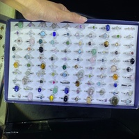 100 pièces de bagues en cristal, pierres précieuses naturelles variées : Améthyste, Citrine, Aigue-marine, bijoux charmants