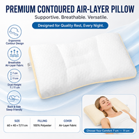 Oreiller ergonomique de soutien du cou, oreiller contour respirant à couche d'air, garnissage doux, oreiller de lit lavable pour dormeurs sur le dos et sur le côté
