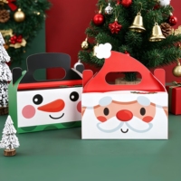 Boîte cadeau de Noël transfrontalière la plus vendue, boîte à gâteau rectangulaire, boîte cadeau de Noël créative à poignée, boîte d'emballage vide
