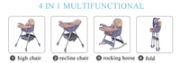 Chaise haute bébé pliable 3-en-1 Clafbebe à hauteur réglable avec base coulissante pour cuisine et hôtel – Design contemporain
