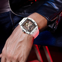 Montre mécanique automatique de luxe Bonest Gatti BG9008, style samouraï, squelette, saphir, fibre de carbone, vente chaude transfrontalière