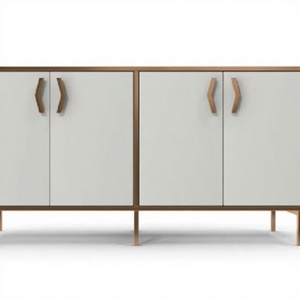Aparador Convertible de Madera Maciza con Altura Ajustable, Tapa de Imitación Madera y Base de Acero Inoxidable, Envío Gratis, Blanco - Product Image 1