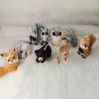 Porte-clés en peluche réaliste en fausse fourrure, animaux de la jungle, renne, cerf Milu, raton laveur, hérisson, hibou, renard, écureuil