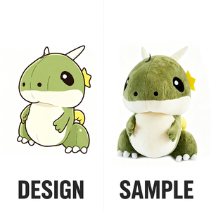 Peluche Dinosauro Verde Paffuto ODM, in Posizione Seduta, con Coda a Stella Gialla, <span class=keywords><strong>Personaggio</strong></span> Cartoon, Bambola Imbottita per Merchandising di Giochi e Anime - Product Image 1