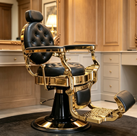 Fauteuil de Barbier Hydraulique Antique Confortable avec Revêtement Capitonnée et Inclinable – Équipement de Rasage pour Hommes – Chaise de Barbier pour Salon de Coiffure