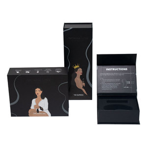 Boîte vibrante magnétique noire personnalisée pour jouets sexuels, papier d'art de haute qualité avec revêtement UV et gaufrage, doublure en éponge - Product Image 4