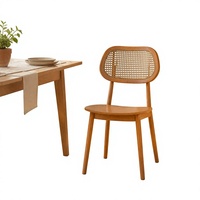 Chaise de salle à manger moderne en bois massif et rotin, chaise d'appoint en bois pour restaurant, café, salle à manger à domicile