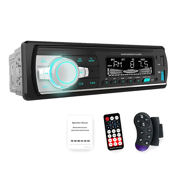 Hisound 1din Voice Control Car Stereo Radio FM Aux Input Receiver USB with BT Audio Car Mp3 Player