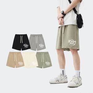 Pantalones cortos de algodón con bucle de 340G para hombre, pantalones cortos deportivos holgados informales de primavera y verano, pantalones cortos personalizados de Color sólido para hombre - Product Image 2