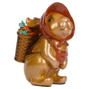 Figura de conejo de cobre con cesta de zanahorias, decoración para el hogar y la oficina, regalo de cumpleaños, decoración para sala de estar, forma irregular, pieza única - Product Image 4