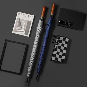 <span class=keywords><strong>Parapluie</strong></span> de golf de luxe pour <span class=keywords><strong>homme</strong></span>, cadeau d'affaires, coupe-vent, imperméable, ouverture automatique, <span class=keywords><strong>parapluie</strong></span> droit <span class=keywords><strong>avec</strong></span> poignée en bois, impression de logo personnalisée - Product Image 1