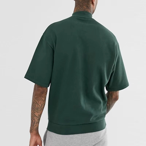 Luxury <strong>Men's</strong> Green Cotton T-Shirt Oversized <strong>Turtle</strong> <strong>Neck</strong> with Dropped Shoulders and Print Custom Stylish Sleeves - Product Image 6