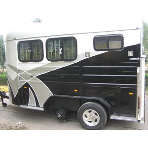 Heavy-Duty Luxury 2-Horse <b>Towable</b> Food Trailer 4-Wheel Adjustable Angle Load Cargo Transport Durable Aluminum Alloy Design - Product Image 1