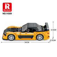 Reobrix NO.11029 1:12 Mobil Sport Oranye 1482 Pcs, Pintu/Kap yang Dapat Dibuka, Kemudi yang Dapat Disesuaikan, Model Pajangan Gaya JDM untuk Dewasa