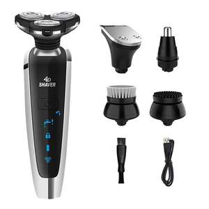 เครื่องโกนหนวดไฟฟ้า 4-in-1 สำหรับผู้ชาย ไร้สาย ชาร์จได้ ตัดแต่งหนวดเครา ขนจมูก ขนบนใบหน้า แบบโรตารี่ ใช้ในบ้าน กันน้ำ IPX6 ใช้ได้ทั้งแบบเปียกและแห้ง - Product Image 1
