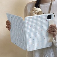 Housse de protection plate pour iPad 2025 10,2 pouces, motif étoiles à carreaux, pour modèles Air 11/10,9/10/13 avec séparation magnétique