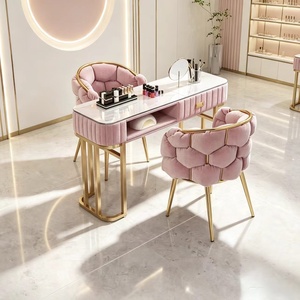 2026 Hot Sale Modern White Gold Gray Metal Manicure Table Salon <b>Nail</b> Spa <b>Desk</b> <b>Nail</b> Technician Work Station Salon Furniture - Product Image 1