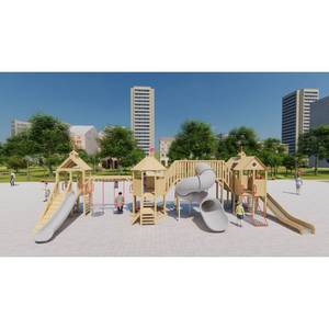 Grande aire de jeux en <span class=keywords><strong>bois</strong></span> pour jardin, nouveau design, tour de jeu pour enfants avec plusieurs toboggans - Product Image 3