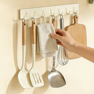 Kitchen Hooks Wall Mounted Adhesive No Drill Punch Free Rectangle Shape For Kitchen Utensils Storage - Product Image 2