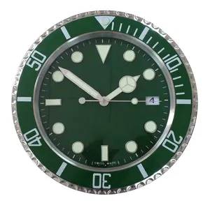 14インチ人気の有名な金属発光高級サイレント腕時計壁掛け時計ブランド名壁掛け時計